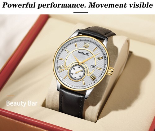Helei Men's Business Quartz Watch Roman Characters Watch Popular 41.5mm - Picture 19 of 29