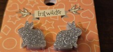 Erstwilder Resin Silber Glitzer Hase Kaninchen Ohrringe Neu und so süß