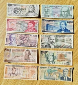 10 1970 1980 Mexican Pesos Banknote Set Lot Mexico Money Coin Centavos Ebay