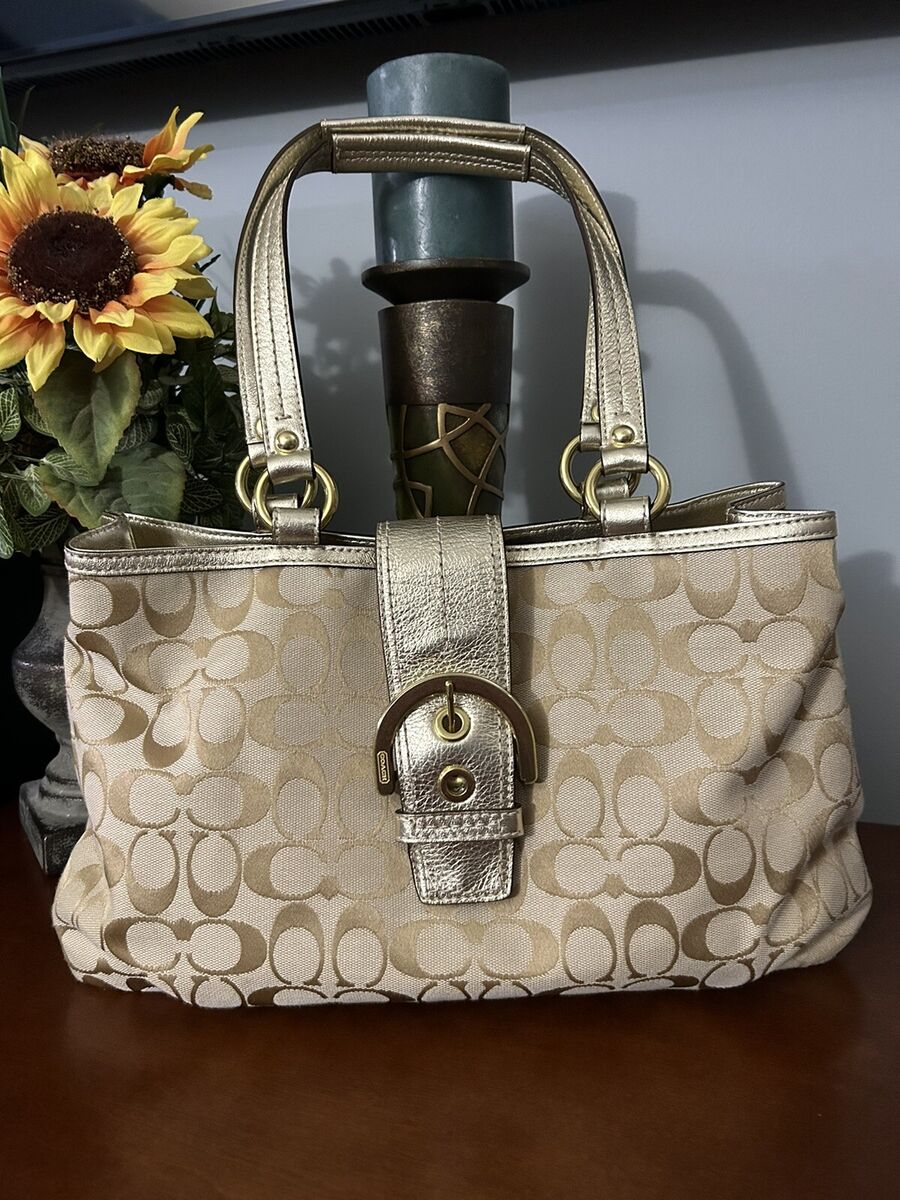 COACH Soho SIGNATURE EW Tote SHOULDER Bag LT. KHAKI/GOLD COACH Soho SIGNATURE EW Tote SHOULDER Bag LT. KHAKI/GOLD