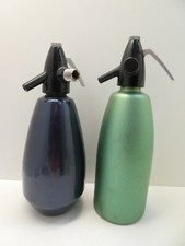 2 ANODISED SODA SYPHON WATER BOTTLES COCKTAIL BAR  MADE IN HUNGARY