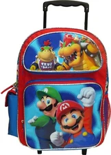 Super Mario 16" Large Rolling School Backpack