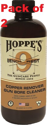 Hoppes 9'' Bench Rest Copper Bore Cleaning Solvent 16oz Bottle BR916 (2 PACK!)