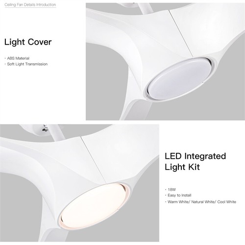 56 In.Indoor LED Ceiling Fan 3 ABS Blades Reversible Motor w/Light & Remote - Picture 8 of 17
