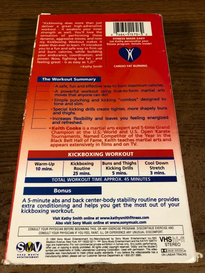 Kathy Smith Kickboxing Workout VHS VCR Video Tape Movie Used  Foto 2 de 4