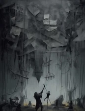 "Knights in Grey Satin " by Dr. Shrinker, Art Poster Giclee Print 17 x 22