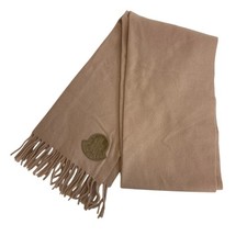 MONCLER Moncler logo wool Scarf beige wool