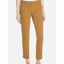 Eileen Fisher Organic Cotton Cozy Stretch Slim Pants 10 30 Dark Clay Tan Trouser
