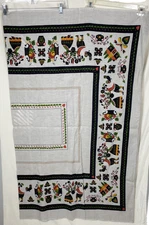Vintage Linen Tablecloth Folk Art Print Pennsylvania Dutch 50x60" Fall