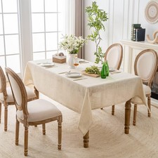 Shatex Burlap Tablecloth 60x84 Inch,100 Jute Rectangle Tablecloth for 6 Feet Di