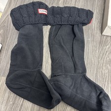 Hunter Original Women's Cable Knit Boot Socks Tall Black Size Medium NIB v3