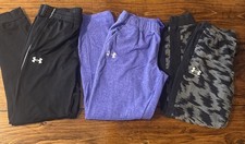 Girls Under Armour Joggers~Sweat Pants~Youth XL~Black-Purple-Black/Gray~Loose