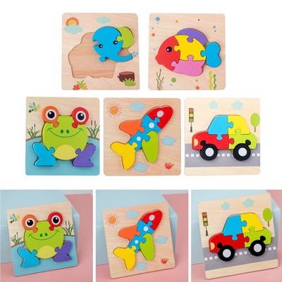 Holzpuzzle Cartoon Tier/Fahrzeug Puzzle Spielzeug für Vorschulkinder früh