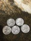 1939, 1940, 1951D, 1954D, 1955D  Jefferson Nickels.   Actual Coins — photo 1