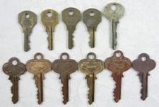 Collection of eleven vintage antique keys from P & F Corbin and Corbin/Russwin
