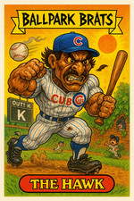 Andre Dawson as " The Hawk " (d) - BALLPARK BRATS Parody Art Card Chicago Cubs