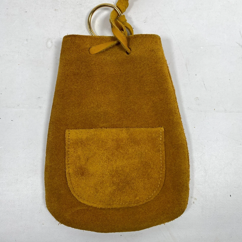 Cartera BUXTON de gamuza de cuero de vaca con cordón de cuero marrón mostaza tostado Foto 3 de 4