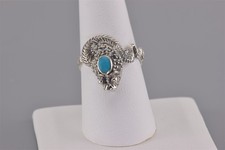 Sterling Silver Blue Turquoise Coiled Snake Viper Band Ring 925 Sz: 8