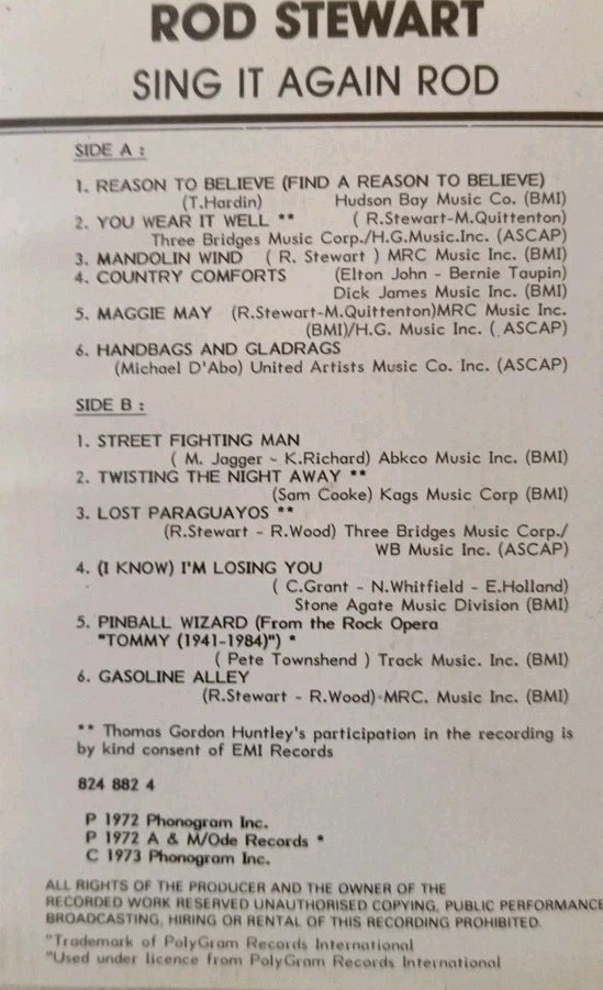 Rod Stewart-Sing It Again Rod Cassette Album.1973 King's Ind Indonesia 0051288. - Image 2 of 4