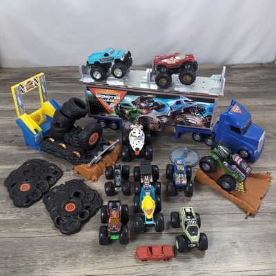 Monster Jam Truck Toy Hauler Transport Trailer Race Hot Wheels Style Boys Lot