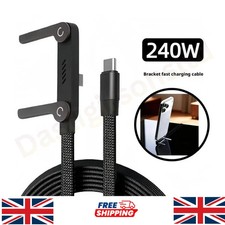 2-in-1 Invisible Holder Charger Cable–240W Fast Charging Cord with Phone Stand