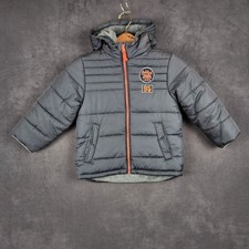 OshKosh B'gosh Boys Puffer Jacket Size 6 Dark Gray Orange Full Zip Hooded Winter
