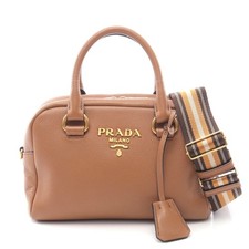 Prada Leather Handbag Women Brown One Size