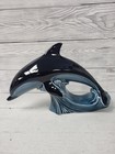 Poole Pottery Vintage Blue Black Leaping Dolphin Large Figurine Ornament PW