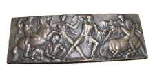 Warriors in Battle Old Brass Grand Tour Bronze Decorative Relief Plaque Henning