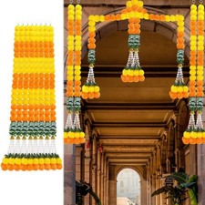 8PCS Diwali Artificial Marigold Garland for Home Decor, Marigold Long Strands...