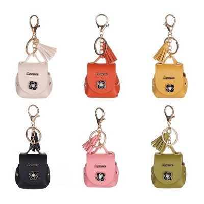 Multipurpose Wireless Earphone Cover Synthetic Leather Key Chain Decoration