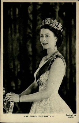 Her Majesty Queen Elizabeth II smiling portrait by Baron Valentine postcard