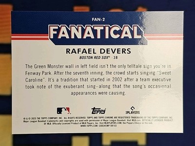 2025 Topps Chrome Rafael Devers Fanatical SSP Case Hit- Boston Red