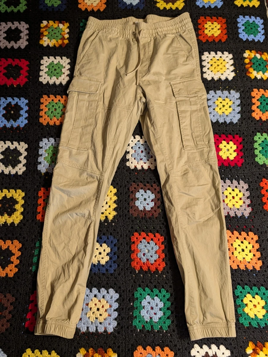 Pantalones H&M Pull On Cordón Mujer Pequeños Beige Tiro Alto Pierna Recta Cómodos