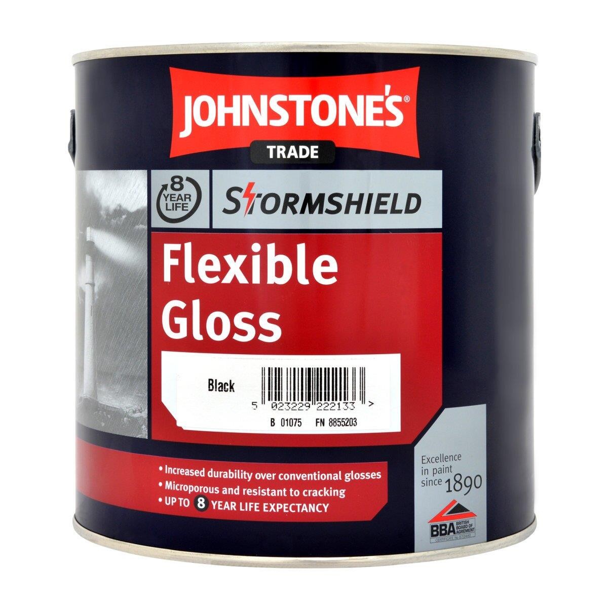 Johnstone's Trade Stormshield Black Gloss Paint 2.5L - Exterior Wood Metal Protection - 8 Year Durability - Image 2