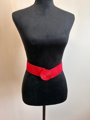 Women's Vintage Red One Size Woven Elastic Belt