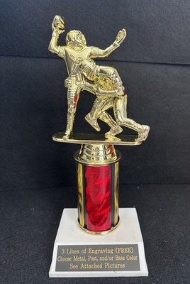 5  Tall Football Double Action Trophy With 3  Post. (Please See All Photos)