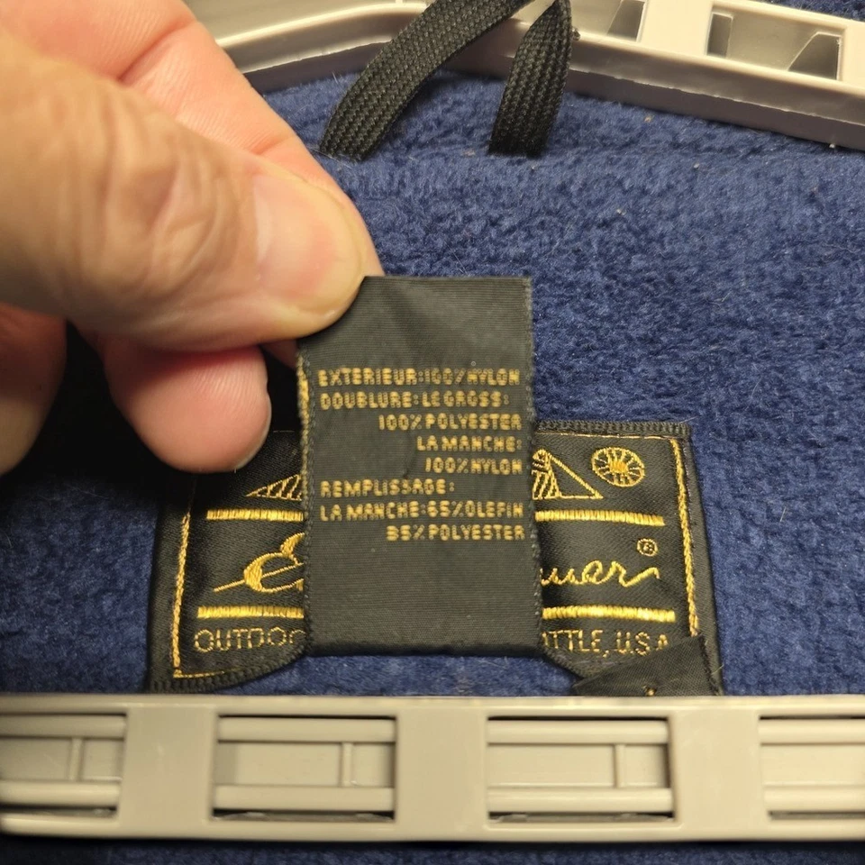 Chaqueta Bomber Eddie Bauer De Colección Para Hombre L Verde Azulado Forrada de Vellón Hecha en EE. UU. Foto 4 de 4