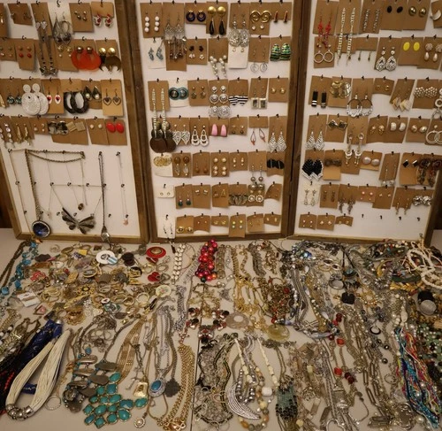 Huge Vintage - Mod Estate Costume Jewelry Lot B Necklaces Bracelets Earrings LBS