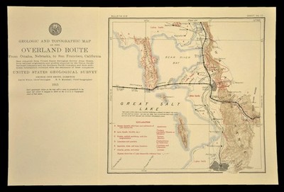 1915 Union Pacific Railroad Map Lucin Cutoff Ogden Utah Brigham Salt Lake City