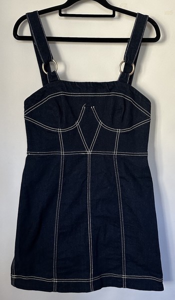 Alice McCall Dress Womens 12 Blue Denim Supernova Mini Contrast Stitch