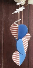 Caramba Ceramic Windchime "I Love America" Striped Hearts/Stars WC911C 1999 NEW
