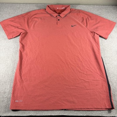 Nike Tiger Woods Dri-FIT Polo Shirt Mens XL Orange Golf Stretch 726189-687