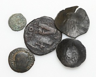 BYZANTINE. Lot of 5 coins Trachy Follis Judean and Roman