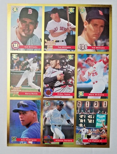 1990's Legends Uncut Sheet Ted Williams Bonds McGwire Ripken Jr. Rodriguez MM2