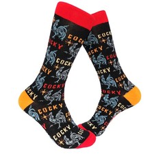 Cocky Socks Funny Rooster Chicken Confident Footwear Black - Mens 7-12 