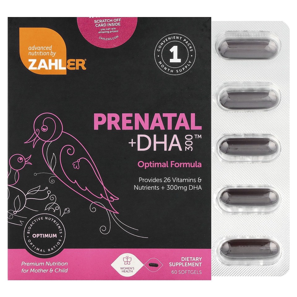 Zahler Prenatal DHA 300 180 Softgels Gluten-Free, GMP Quality Assured, Kosher