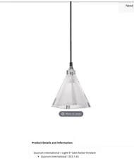 6 per Box Quorum International 1 Light 8" Satin Nickel Pendant Light 1353-1-65