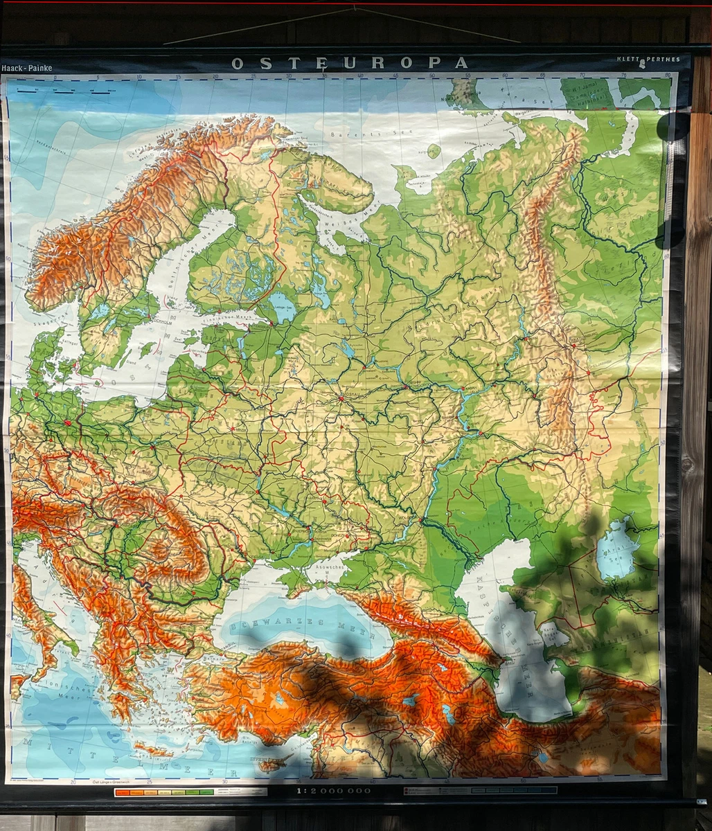 Haack-Painke Vintage German language pull down map of Western Europe  (Ukraine) | eBay