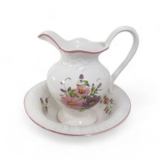 Wash Basin & Pitcher Jug Set Unbranded Floral Ceramic Decorative | Preloved